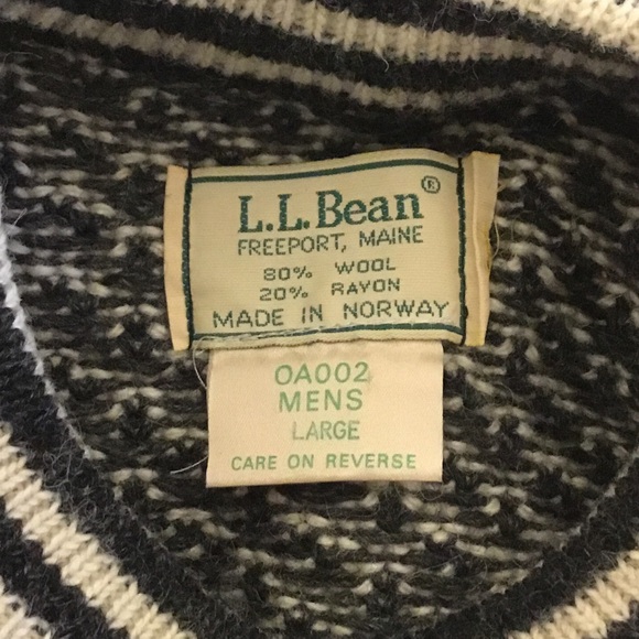 VINTAGE EUC LL BEAN MENS LARGE MADE IN NORWAY WOOL/RAYON BLEND - Picture 2 of 5